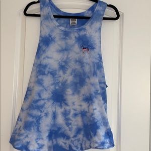 Blue tie-dye tank top